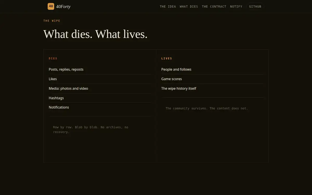 Live site — desktop, scrolled