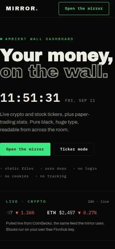 Live site — mobile (390px)