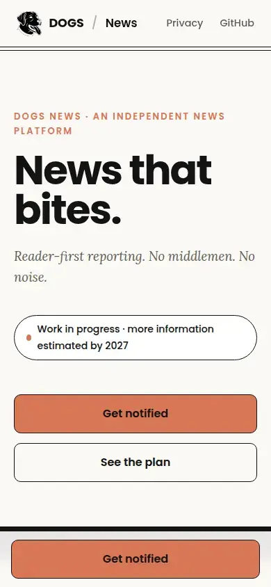 Live site — mobile (390px)