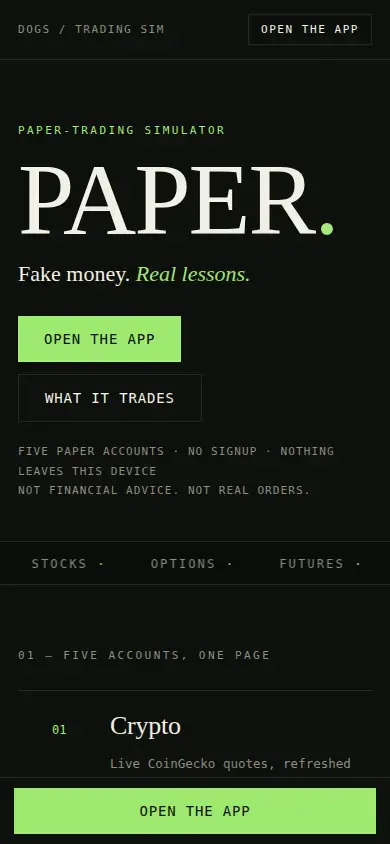 Live site — mobile (390px)