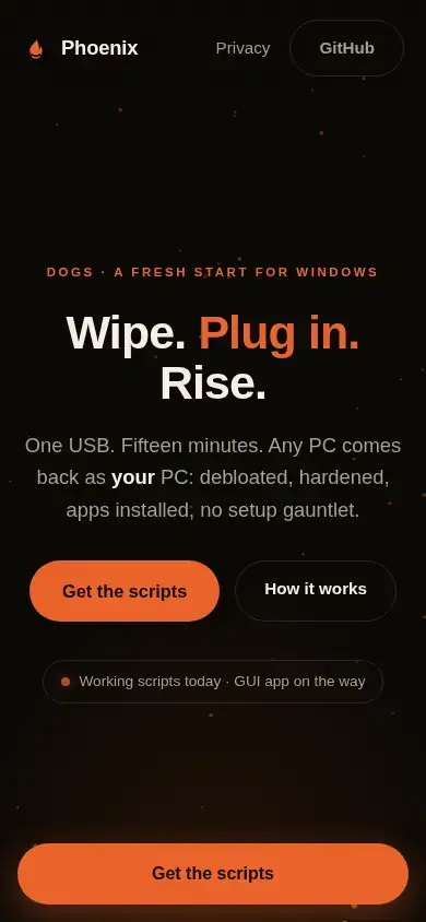 Live site — mobile (390px)