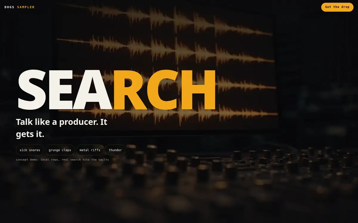 Live site — desktop, scrolled