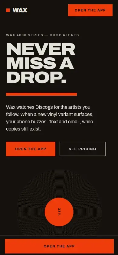 Live site — mobile (390px)